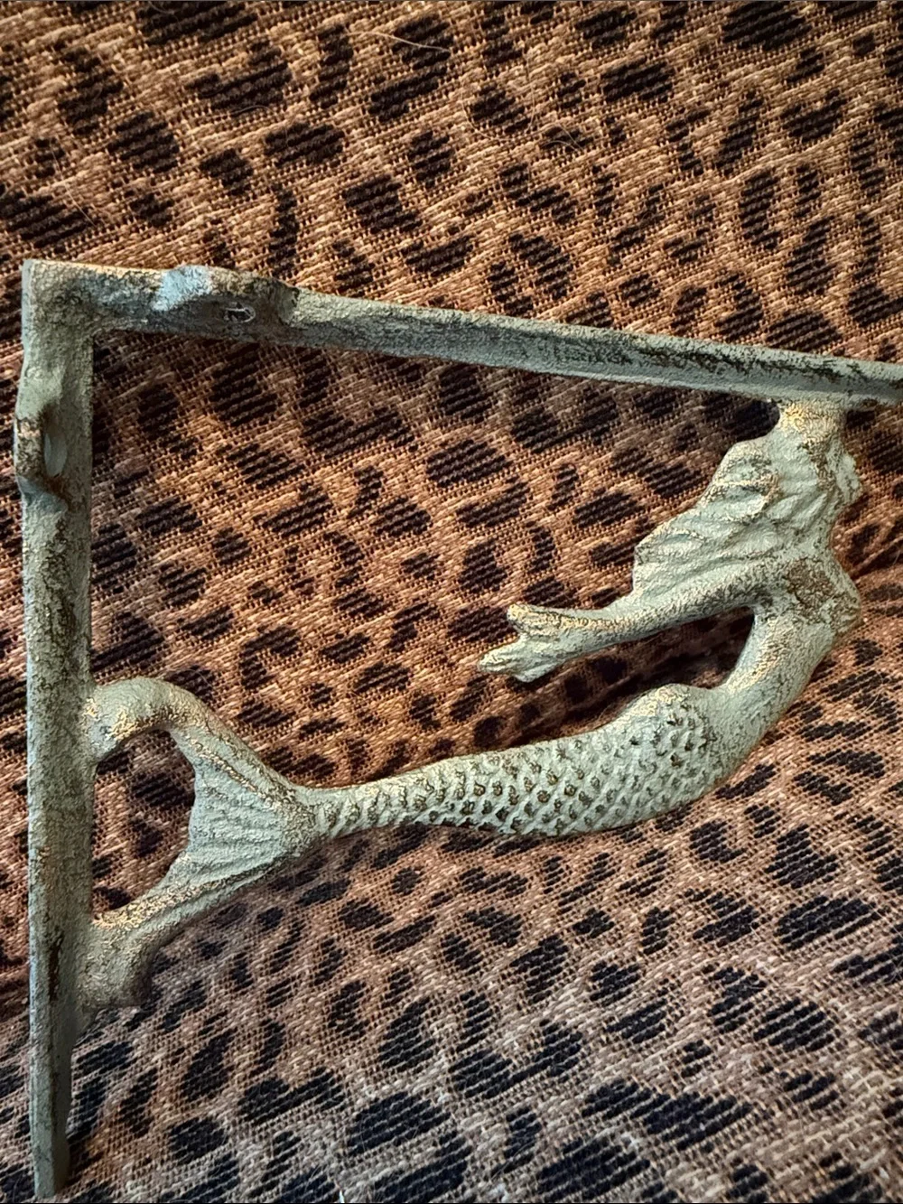 Mermaid Metal Wall Bracket Shelf Support in Aged Green